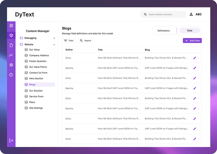 DyText Dashboard Main